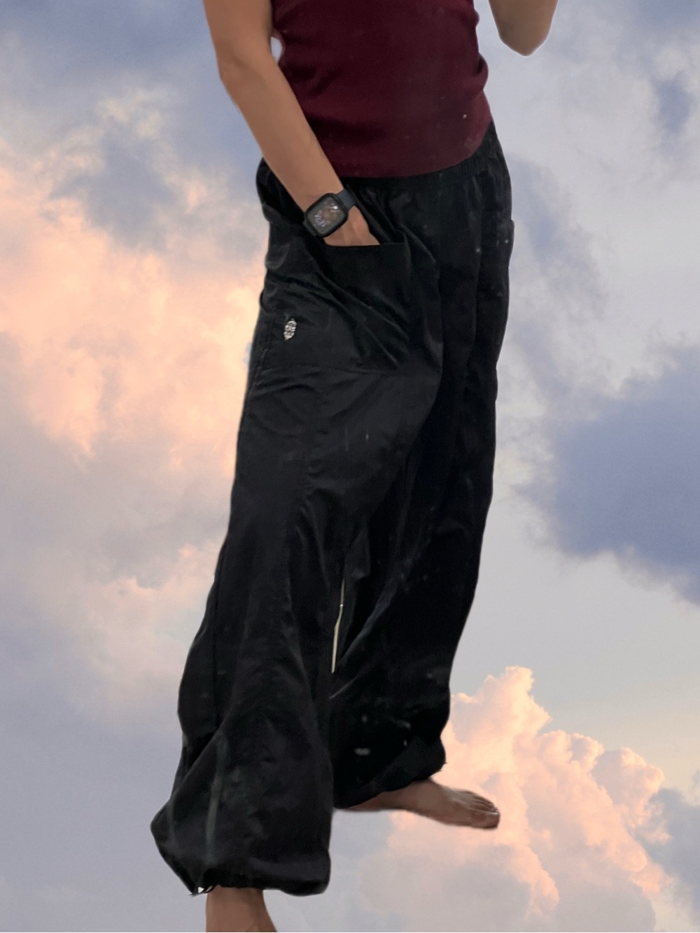 Fp movement S Black Wide-Leg Track Pants - Elastic Waist